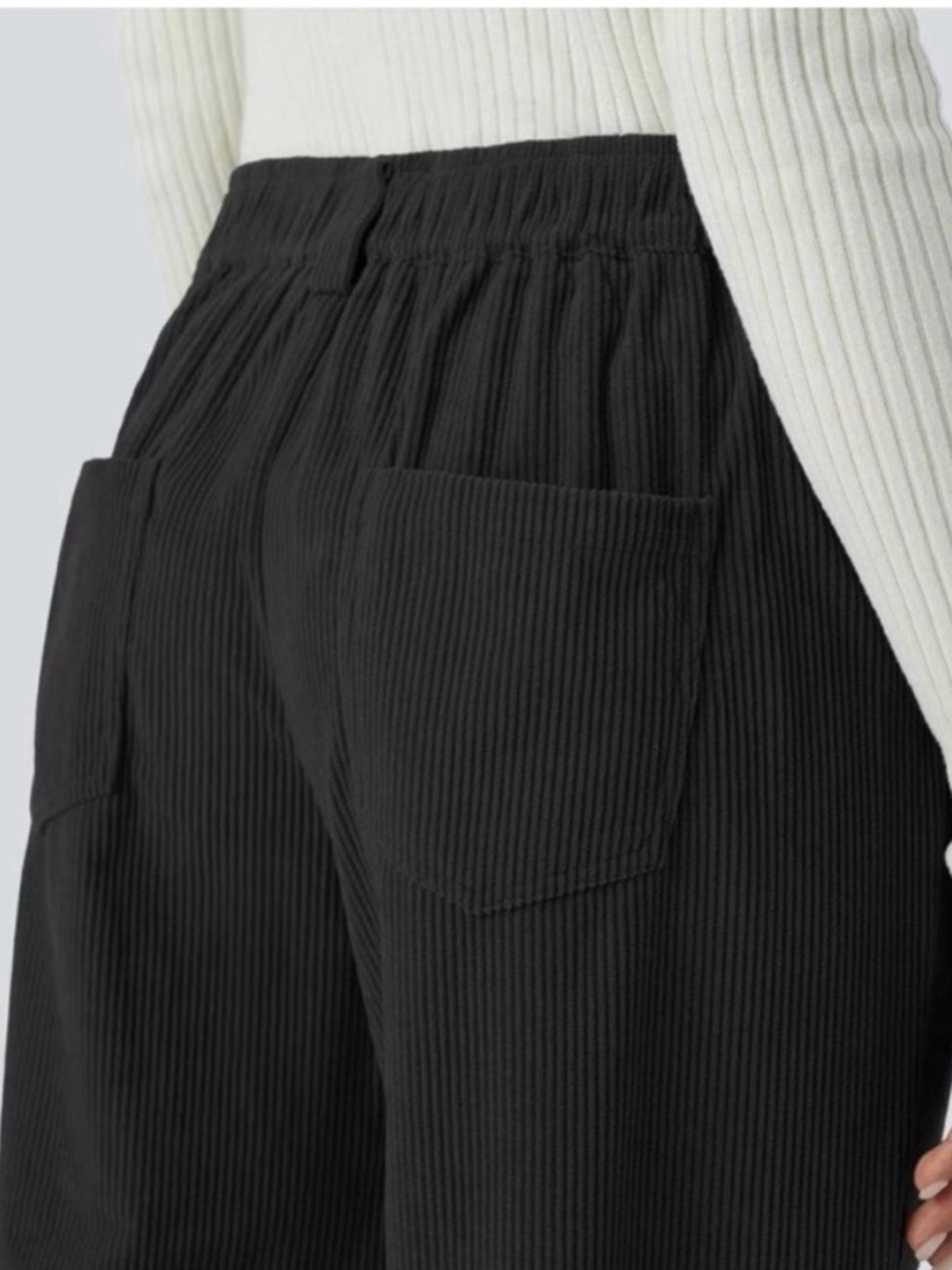 NWT Halara Mid Rise Pocket Straight Leg Corduroy Casual Pants Black  Size XL - Picture 5 of 6